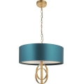 Endon 95220 - Lustre sur chaîne 3xE27/10W/230V Ø 60 cm bleu/laiton