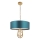 Endon 95220 - Lustre sur chaîne 3xE27/10W/230V Ø 60 cm bleu/laiton