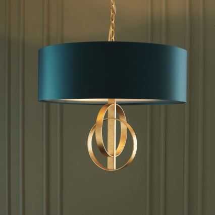 Endon 95220 - Lustre sur chaîne 3xE27/10W/230V Ø 60 cm bleu/laiton