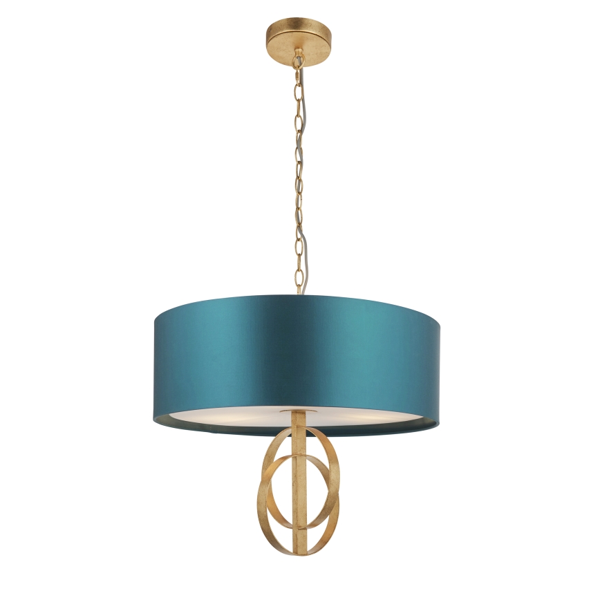 Endon 95220 - Lustre sur chaîne 3xE27/10W/230V Ø 60 cm bleu/laiton