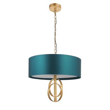 Endon 95220 - Lustre sur chaîne 3xE27/10W/230V Ø 60 cm bleu/laiton