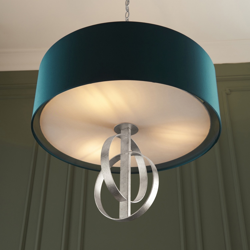 Endon 95224 - Suspension sur chaîne 3xE27/10W/230V Ø 60 cm bleu/gris