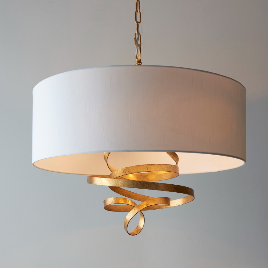 Endon 95268 - Lustre suspendu sur chaîne 3xE14/6W/230V Ø 60 cm blanc/laiton