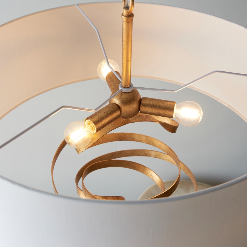 Endon 95268 - Lustre suspendu sur chaîne 3xE14/6W/230V Ø 60 cm blanc/laiton