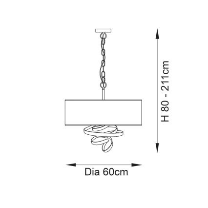 Endon 95268 - Lustre suspendu sur chaîne 3xE14/6W/230V Ø 60 cm blanc/laiton