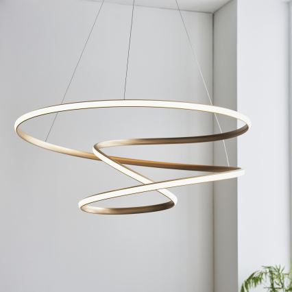 Endon 97639 - Suspension LED dimmable sur câble TWIRL LED/88W/230V 3000K dorée