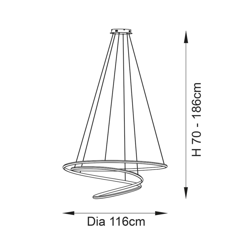 Endon 97645 - Suspension LED à intensité variable sur câble TWIRL LED/131W/230V 3000K dorée