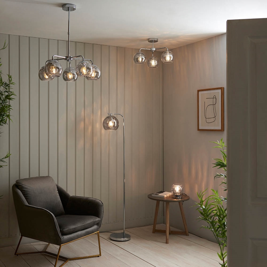 Endon 97971 - Plafonnier DIMPLE 3xE14/25W/230V chrome brillant/gris fumé