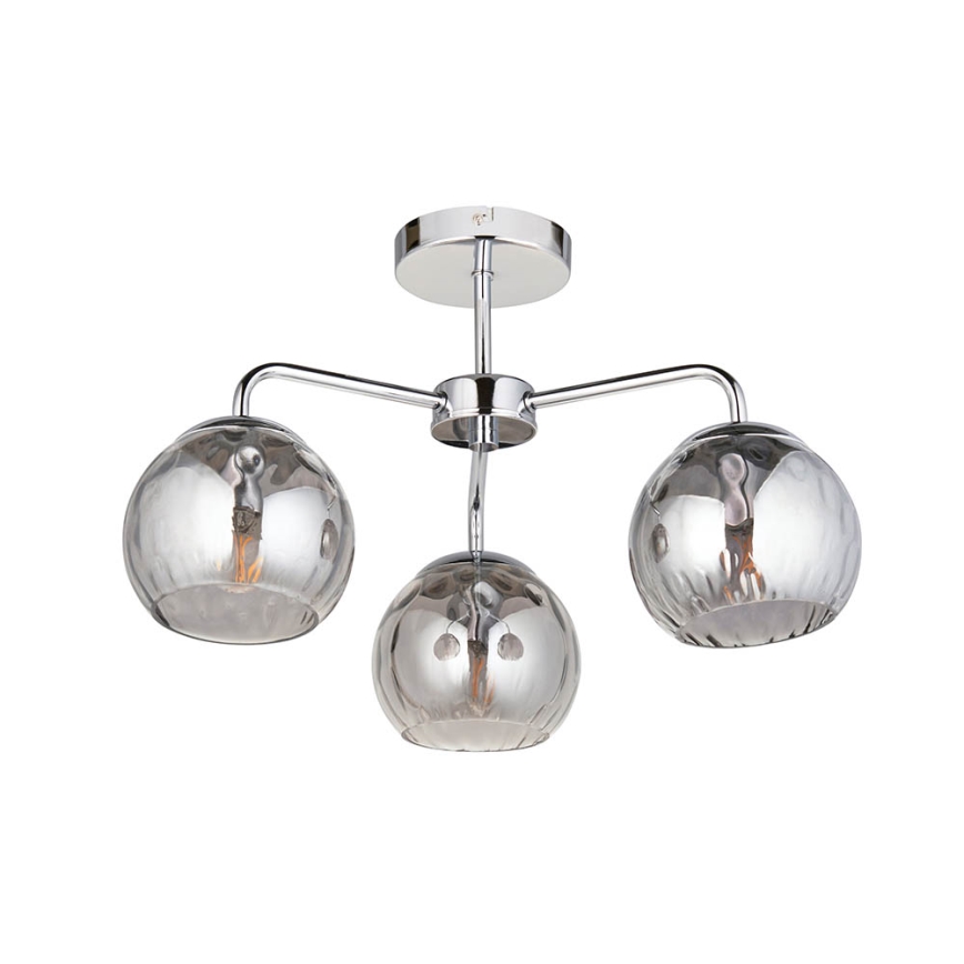 Endon 97971 - Plafonnier DIMPLE 3xE14/25W/230V chrome brillant/gris fumé