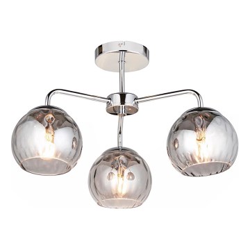 Endon 97971 - Plafonnier DIMPLE 3xE14/7W/230V, chrome brillant / gris fumé