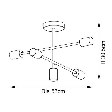 Endon 98786 - Lustre sur tige SOHAN 5xE27/10W/230V en laiton