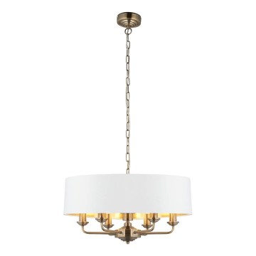 Endon 98933 - Suspension chaîne HIGHCLERE 6xE14/40W/230V blanc/laiton d. 55 cm