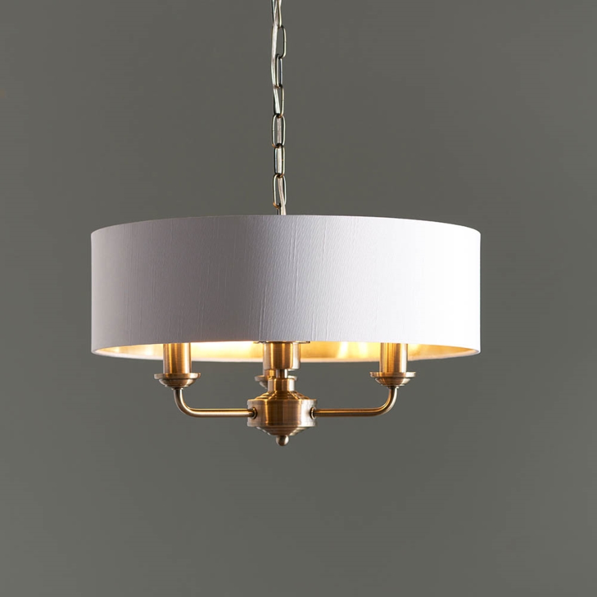 Endon 98934 - Suspension chaîne HIGHCLERE 3xE14/40W/230V blanc/laiton