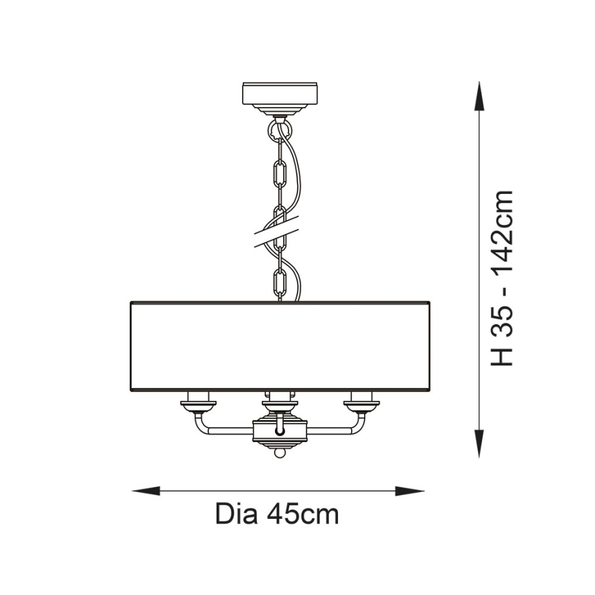 Endon 98934 - Suspension chaîne HIGHCLERE 3xE14/40W/230V blanc/laiton