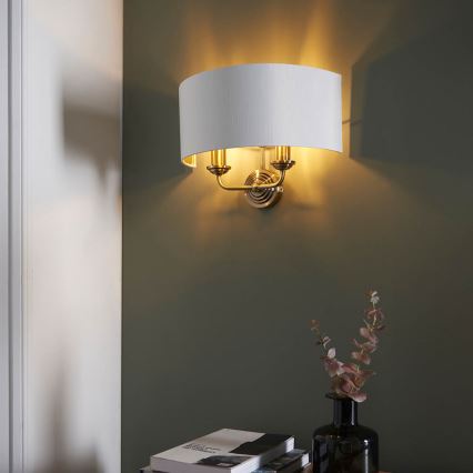 Endon 98937 - Applique murale HIGHCLERE 2xE14/40W/230V blanc/laiton