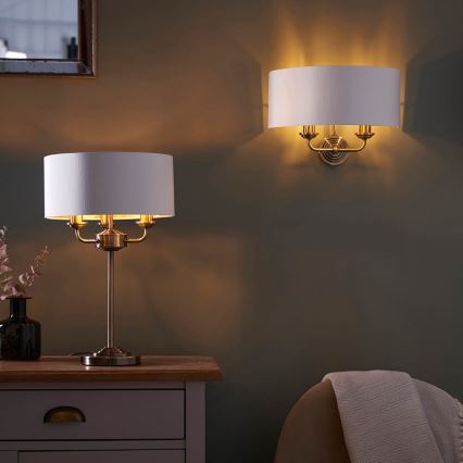 Endon 98937 - Applique murale HIGHCLERE 2xE14/40W/230V blanc/laiton