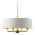 Endon 98938 - Lustre suspendu sur chaîne HIGHCLERE 8xE14/40W/230V Ø 70 cm blanc/laiton