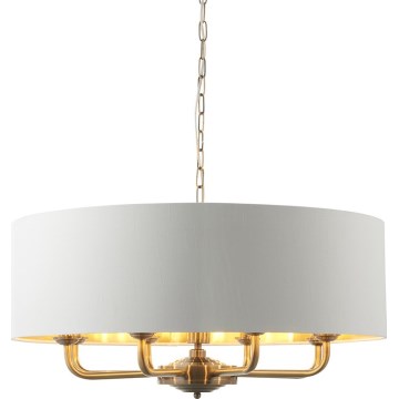 Endon 98938 - Lustre suspendu sur chaîne HIGHCLERE 8xE14/40W/230V Ø 70 cm blanc/laiton