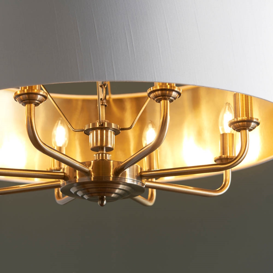Endon 98938 - Lustre suspendu sur chaîne HIGHCLERE 8xE14/40W/230V Ø 70 cm blanc/laiton
