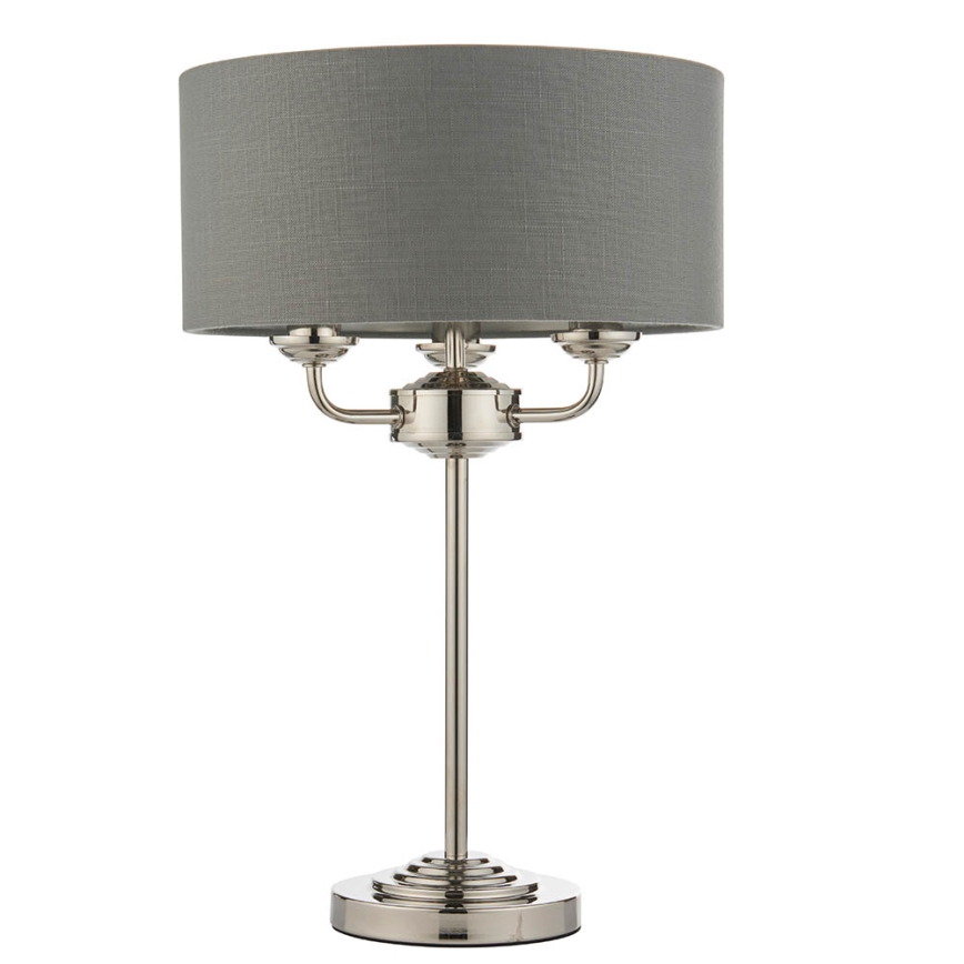 Endon 99149 - Lampe de table HIGHCLERE 3xE14/18W/230V gris/chrome brillant d. 32 cm
