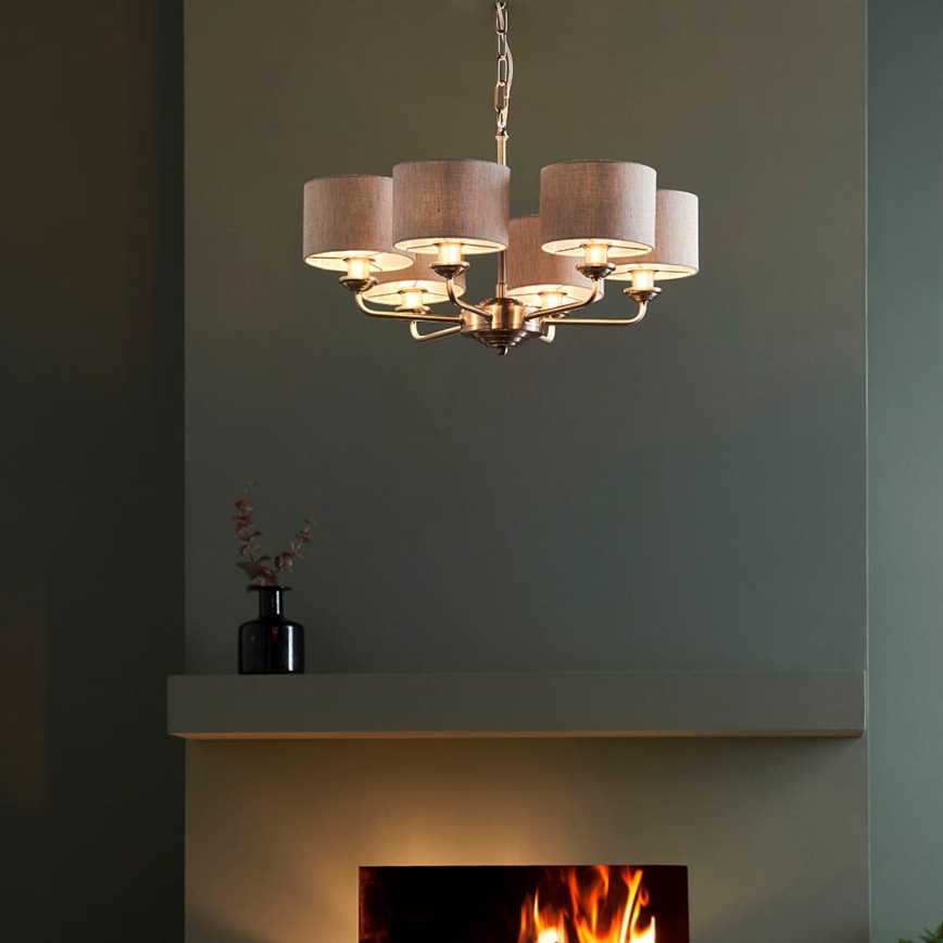 Endon 99151 - Lustre sur chaîne HIGHCLERE 6xE14/28W/230V gris/chrome mat Ø 53 cm