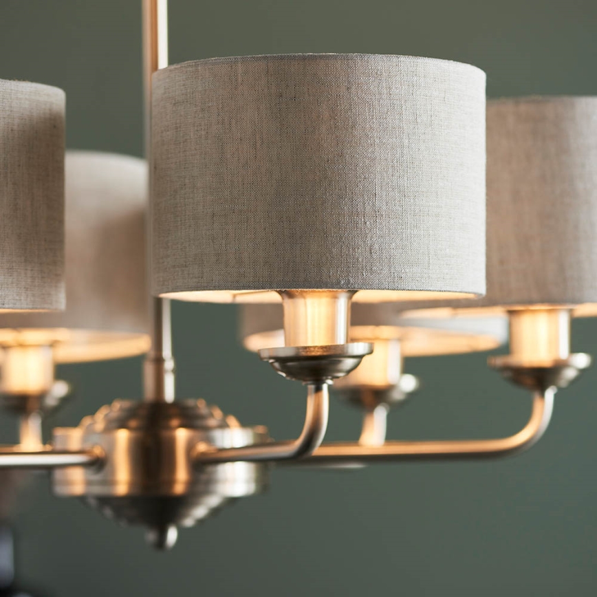 Endon 99151 - Lustre sur chaîne HIGHCLERE 6xE14/28W/230V gris/chrome mat Ø 53 cm