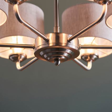 Endon 99151 - Lustre sur chaîne HIGHCLERE 6xE14/28W/230V gris/chrome mat Ø 53 cm