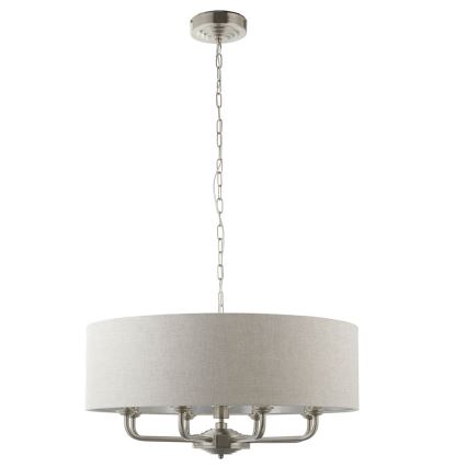 Endon 99152 - Suspension chaîne HIGHCLERE 8xE14/40W/230V gris/chrome mat d. 70 cm