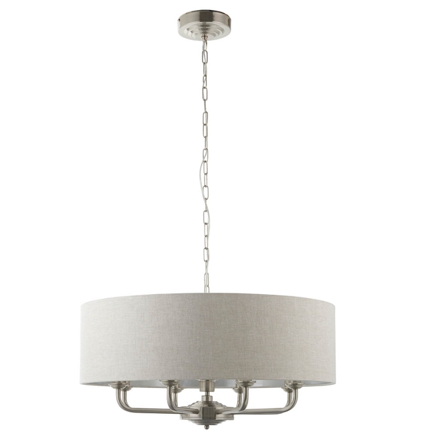 Endon 99152 - Suspension chaîne HIGHCLERE 8xE14/40W/230V gris/chrome mat d. 70 cm