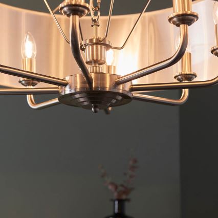 Endon 99152 - Suspension chaîne HIGHCLERE 8xE14/40W/230V gris/chrome mat d. 70 cm