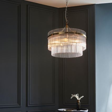 Endon 99166 - Lustre sur chaîne MARIETTA 5xE14/7W/230V laiton/transparent