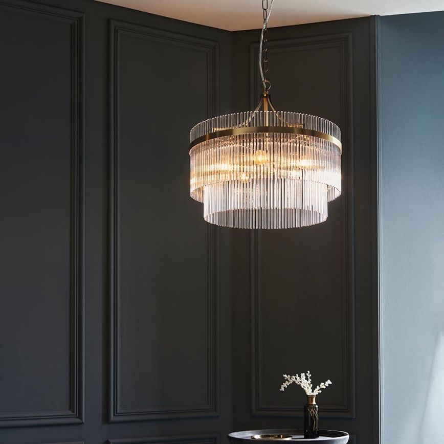 Endon 99166 - Lustre sur chaîne MARIETTA 5xE14/7W/230V laiton/transparent