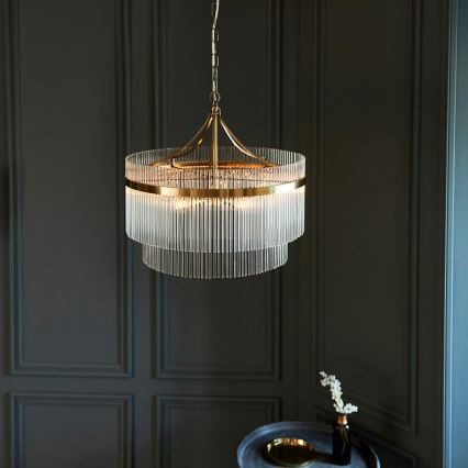 Endon 99166 - Lustre sur chaîne MARIETTA 5xE14/7W/230V laiton/transparent