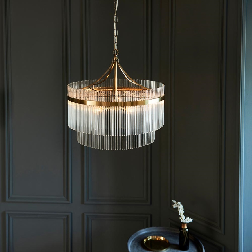 Endon 99166 - Lustre sur chaîne MARIETTA 5xE14/7W/230V laiton/transparent
