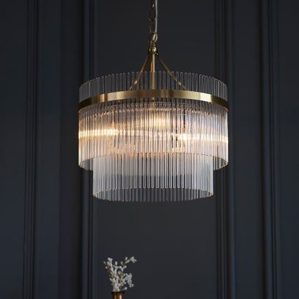 Endon 99167 - Suspension chaîne MARIETTA 3xE14/7W/230V laiton/transparent