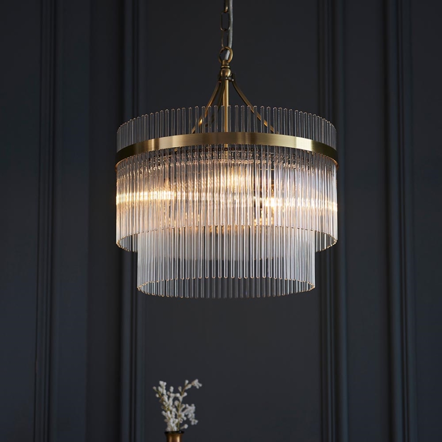 Endon 99167 - Suspension chaîne MARIETTA 3xE14/7W/230V laiton/transparent