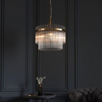 Endon 99167 - Suspension chaîne MARIETTA 3xE14/7W/230V laiton/transparent