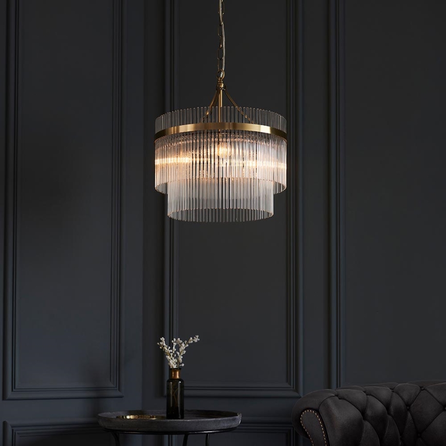 Endon 99167 - Suspension chaîne MARIETTA 3xE14/7W/230V laiton/transparent