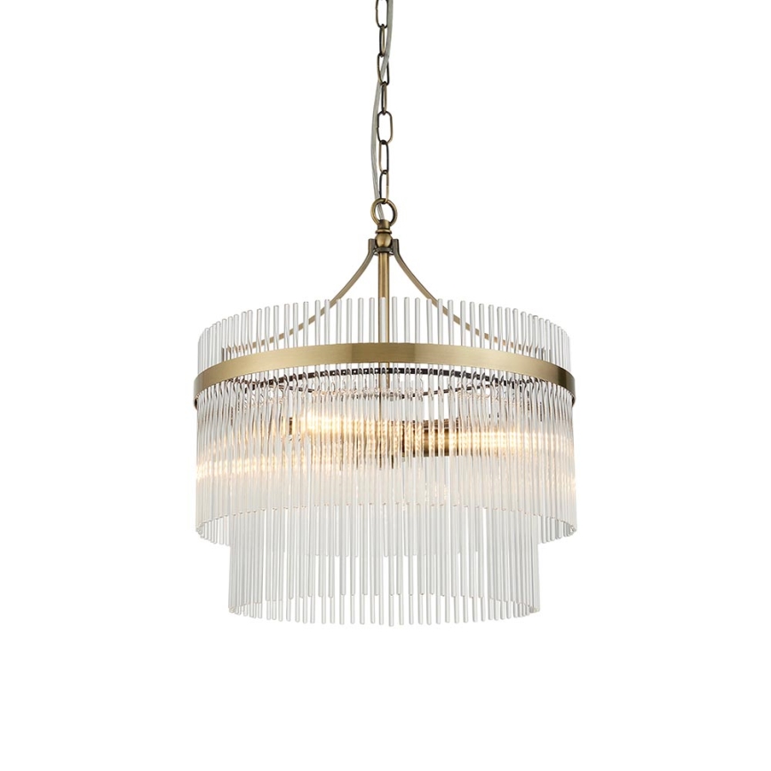 Endon 99167 - Suspension chaîne MARIETTA 3xE14/7W/230V laiton/transparent