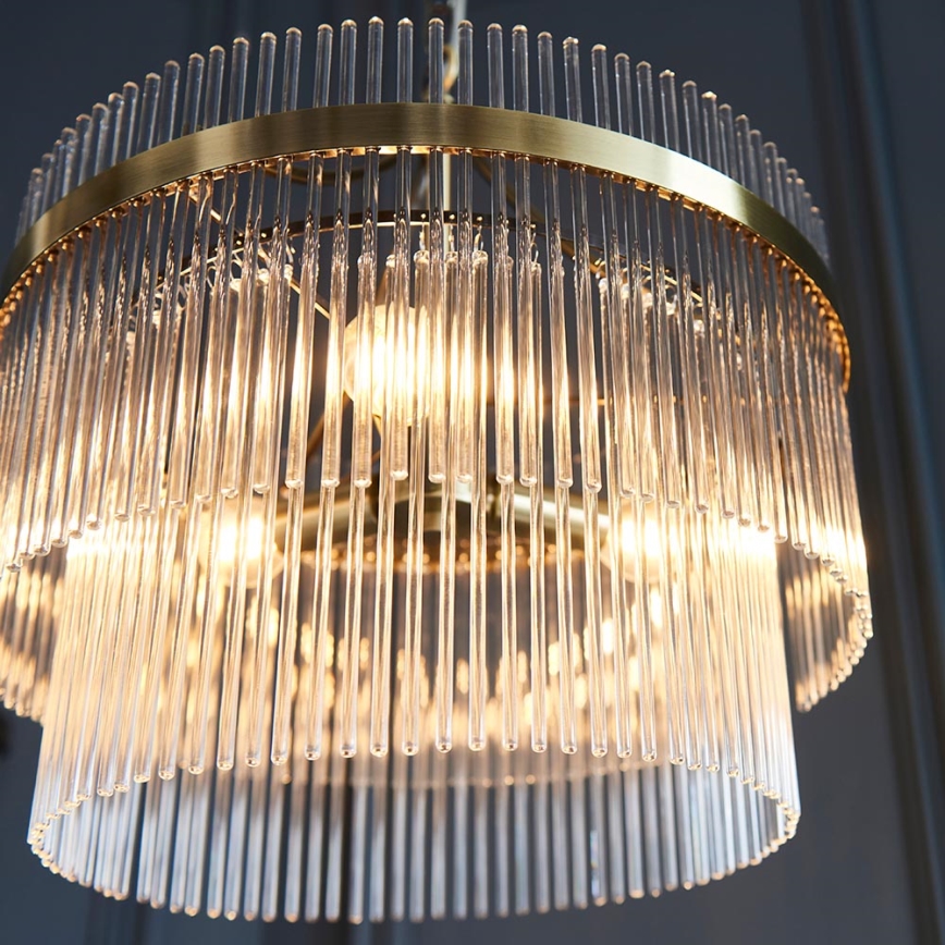 Endon 99167 - Suspension chaîne MARIETTA 3xE14/7W/230V laiton/transparent