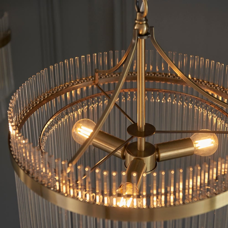 Endon 99167 - Suspension chaîne MARIETTA 3xE14/7W/230V laiton/transparent