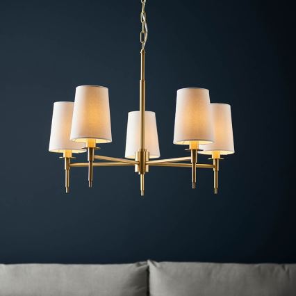 Endon 99458 - Lustre suspendu à chaîne 5xE14/6W/230V doré/blanc