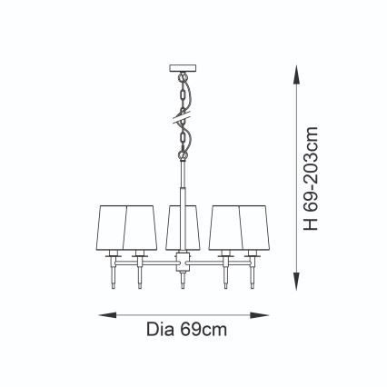Endon 99458 - Lustre suspendu à chaîne 5xE14/6W/230V doré/blanc