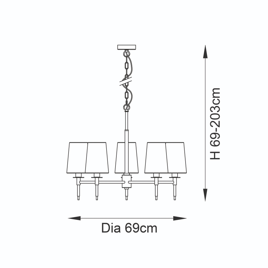Endon 99458 - Lustre suspendu à chaîne 5xE14/6W/230V doré/blanc