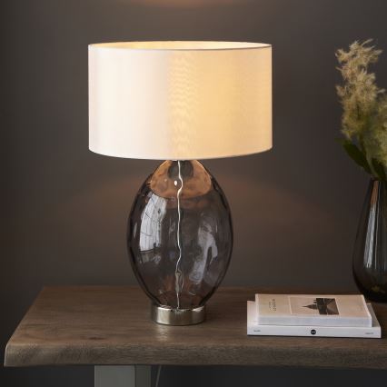 Endon 99581 - Lampe de table dimmable ERIN 1xE27/10W/230V crème/chrome mat/noir fumé