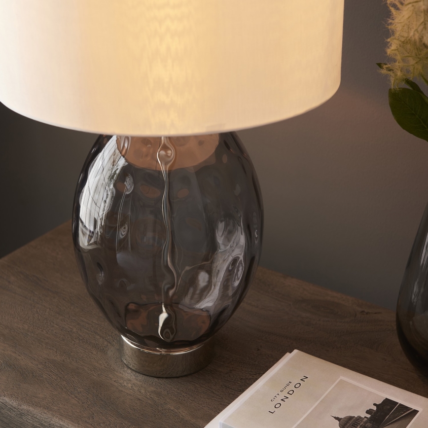 Endon 99581 - Lampe de table dimmable ERIN 1xE27/10W/230V crème/chrome mat/noir fumé