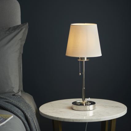 Endon 99596 - Lampe de table 1xE27/10W/230V blanche/chrome brillant