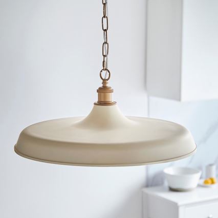 Endon 99999 - Lustre suspendu avec chaîne SABIAN 1xE27/10W/230V crème/doré