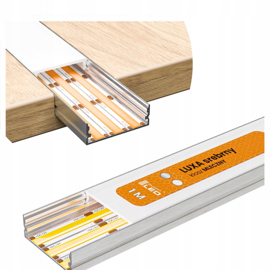 KIT 1x ruban LED MYLIVING LIGHTSTRIP LED/22W/230V 5 m + 5x profil encastrable 1 m argent/blanc