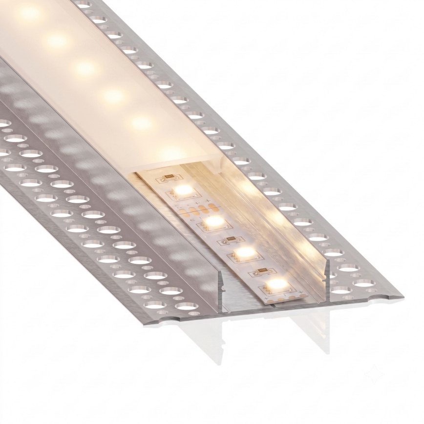 Kit 1x ruban LED MYLIVING LIGHTSTRIP LED/22W/230V 5 m + 5 profils encastrés de 1 m argent/blanc